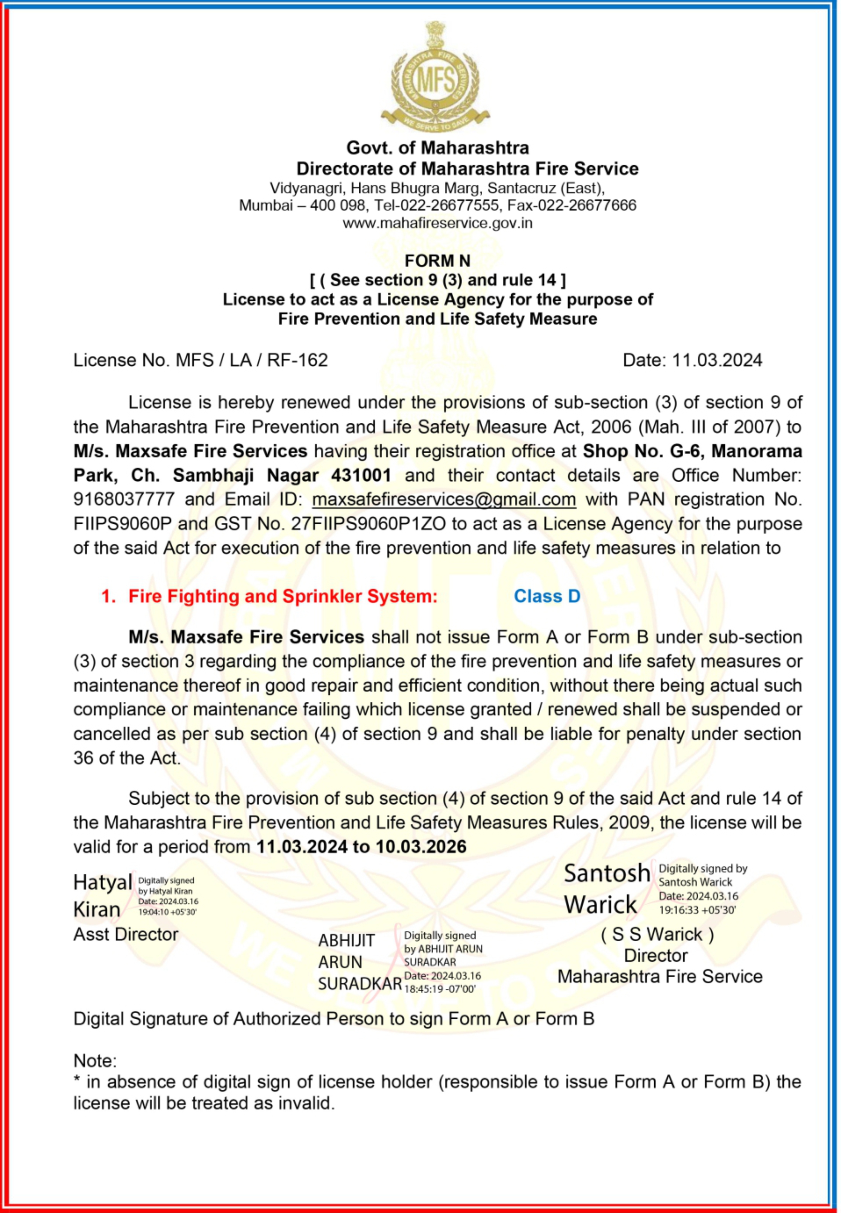 License Certificate